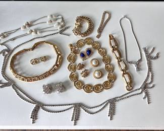 assorted vintage costume jewelry includes Givenchy, Christian Dior, Anne Klein...