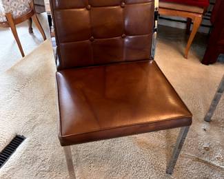 Howell/Interlake Dining set - 6 chairs, chrome bases. As shown 36" x 49 1/2" with 1 leaf in. One additional 12" leaf available.