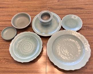 assorted Celadon glaze vintage Chinese ceramics