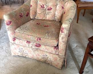 upholstered floral arm chair - pair available