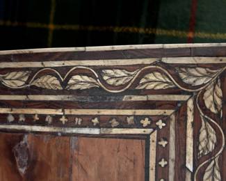 Moorish antique bone inlaid wood Vargueno/traveling desk