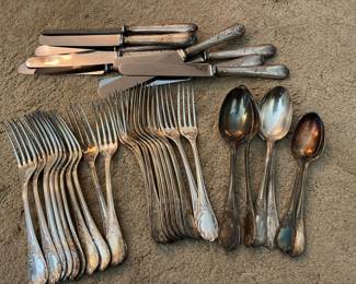 vintage Christofle silver-plated flatware in the Marly pattern