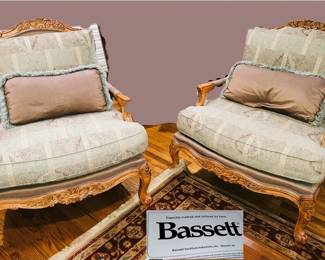Bassett French Provincial Chair Pair - perfect condition (print fabric)