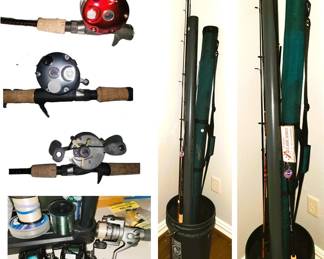 Fishing equipment: Rods and reels, travel cases