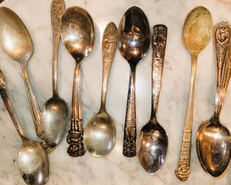 SPOONS: Dennis the Menace, Lone Ranger, Mickey Mouse, Charlie McCarthy, Howdy Doody, Green Lantern, Superman, Campbell Soup, Marion Davies, Norma Shearer
