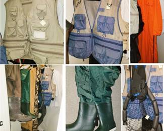 Fishing equipment: nets, vests and waders