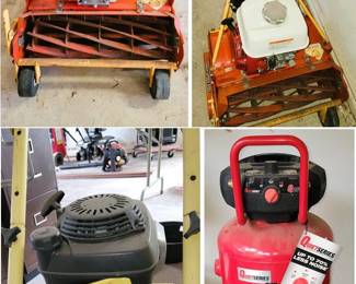 Power Equipment - all needing tune-ups: , Husky 26 Gal Compressor, Honda Karcher 5.5 HP Power Washer, McLane gas blade mower