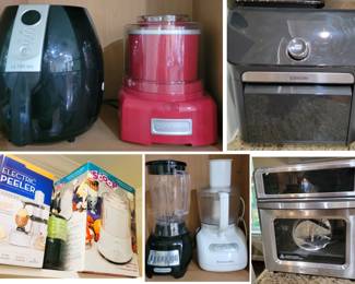 Kitchen appliances: Cuisinart ice cream maker, chopper, blender, electric peeler, ice cream maker and air fryer ovens