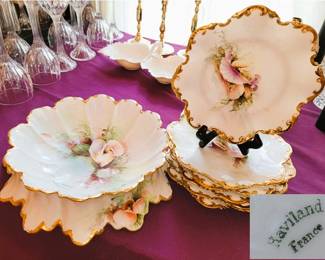 Haviland France Pedestal Seafood bowl and dish Set