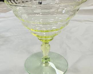 UTILITY GLASS WORKS CAMBODIA WARE BLUE FOOTED MARTINI GLASS - UV REACTIVE