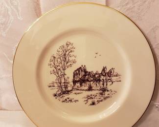 Lenox Special Stagecoach Horses Dinner Plate Gold Trim