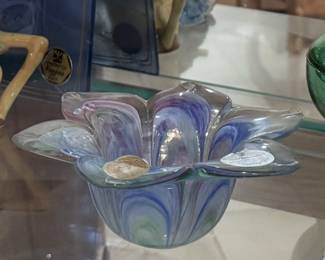 Murano glass blue flower