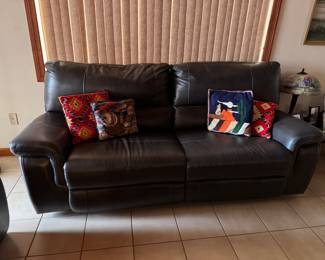 Leather couch with manual reclining seats