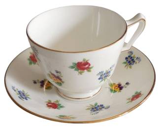 Vintage Crown Staffordshire Teacup & Saucer Fine Bone China Rose Pansy England
