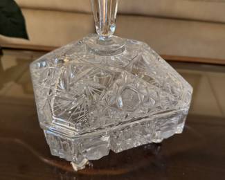 vintage crystal candy dish with a lid