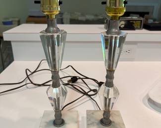 Vintage cut glass lamp bases, set of 2