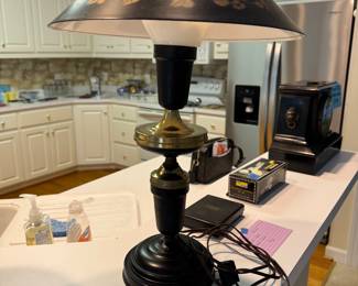 Vintage TOLE lamps, black with gold