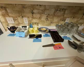 vintage kitchen ware, glassware and utensils