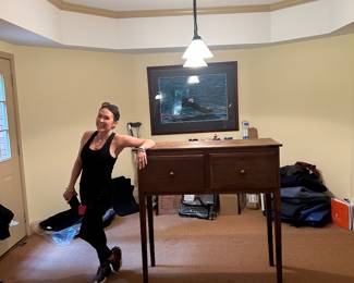 Antique Hunt board, and Sara for scale