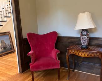 Imari lamp, red modern vintage wingback