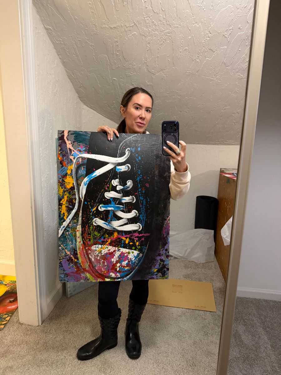 Sneakers original acrylic on canvas by Oscar Lakeman