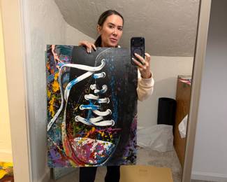 Sneakers original acrylic on canvas by Oscar Lakeman