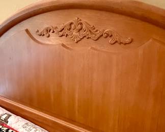 Carved Headboard and Footboard Wooden Bed