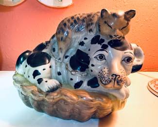 Dog with Cat Figurine
