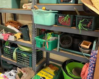 Metal Shelving and Gardening Supplies