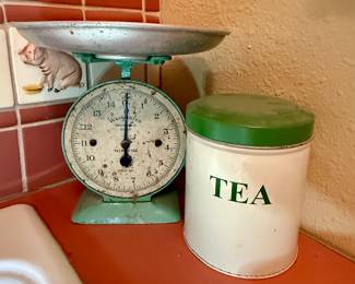 Vintage Scale and Tea Canister