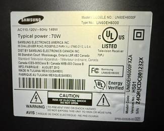 Samsung Television Model Code UN60EH6000FXZA