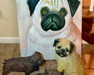 Pug Painting and Figurines