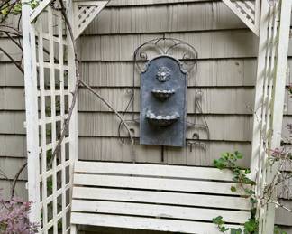 Garden Trellis and Hanging Wall Fountain