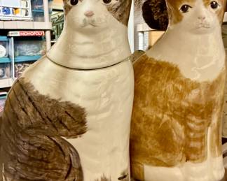 Cat Cookie Jar and Figurine