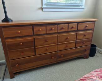 #130 Pine 8 Drawer Dresser 66 x 18 x 34