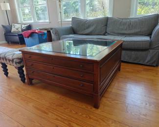 #107 Paul Rich Cherry Display Coffee Table w/ 3 Drawers 40 x 40 x 19