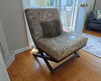 #115 Zebra Upholstered & Wood Chair 28 x 36 x 35