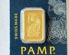 1 Gram .999 Fine Gold PAMP Suisse Gold Bar in Certification Card