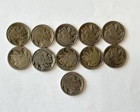 Collection of 11 Full Date Buffalo Nickels Mixed Dates