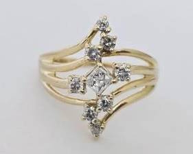 14K Gold with Diamonds Ring - Size 8 (4.6 Grams)