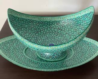Vintage Persian Minakari Kashkul Bowl