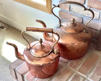 Antique copper teapots
