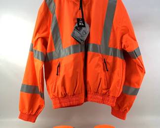 XL Tri-Mountain Reflective Jacket and New Realtree Blaze Orange Ball Caps