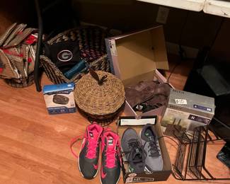Shoes, UGA items, wicker baskets