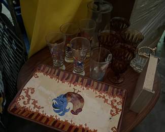 glasses and service dishes