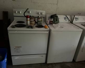 Electric range and top load washer