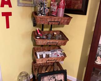Wicker display and assorted treasures