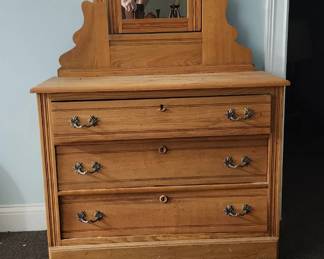 Very nice Antique East Lake Mirrored Three Drawer Chest.