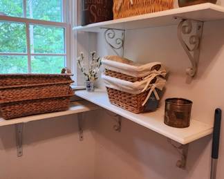 Many assorted lined & unlined wicker baskets