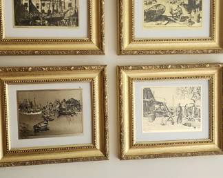 Set of 4 , Lionel Barrymore gold foil prints.